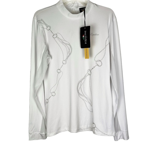 Equiline Nadia Equestrian Show Dressage Long Sleeve White Shirt (Runs Small) XXL - Picture 1 of 4